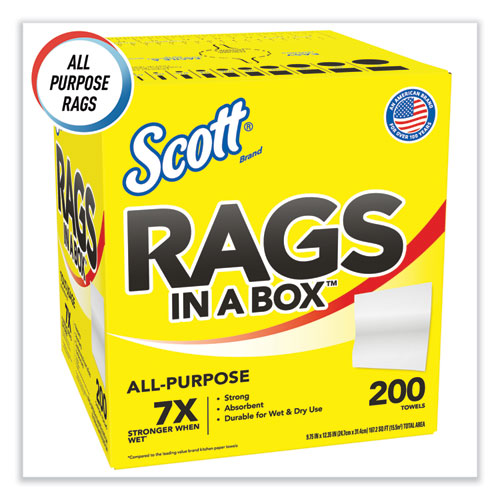 Rags In A Box, caja desplegable, 12 x 9, blanco, 200/caja