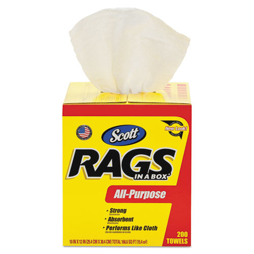 Rags In A Box, caja desplegable, 12 x 9, blanco, 200/caja