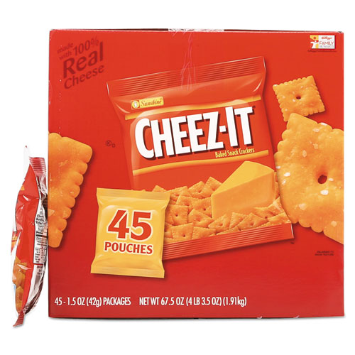 Cheez-it Crackers, original, paquete de 1.5 oz, 45 paquetes/cartón