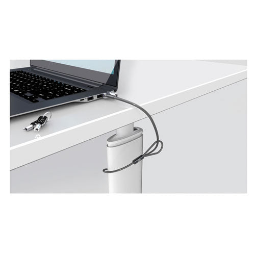 Candado con llave para computadora portátil Microsaver 2.0, cable de acero de 6 pies, plateado, 2 llaves