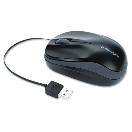 Ratón óptico Pro Fit con cable retráctil, USB 2.0, uso con la mano izquierda/derecha, negro