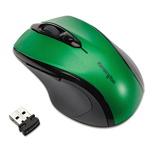 Ratón inalámbrico Pro Fit de tamaño mediano, frecuencia de 2,4 GHz/alcance inalámbrico de 30 pies, uso con la mano derecha, verde esmeralda