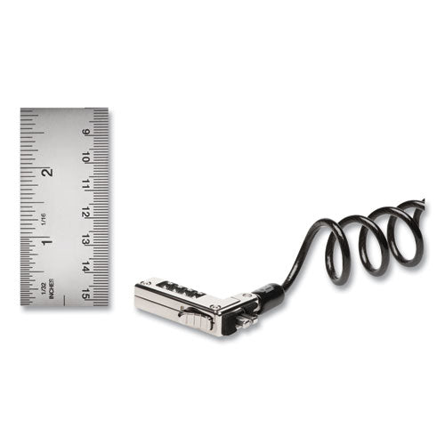 Candado de combinación portátil delgado para ranura estándar, cable de acero al carbono de 6 pies, negro/plateado