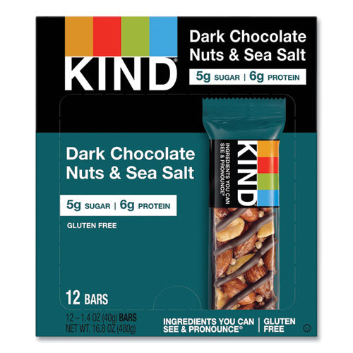 Barra de nueces y especias, nueces de chocolate amargo y sal marina, 1.4 oz, caja de 12