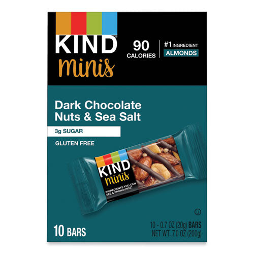 Minis, nueces de chocolate amargo/sal marina, 0.7 oz, 10/paquete