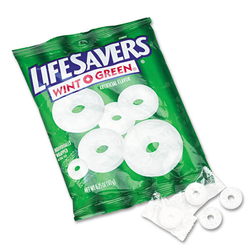 Mentas de caramelo duro, Wint-o-green, envueltas individualmente, bolsa de 6.25 oz
