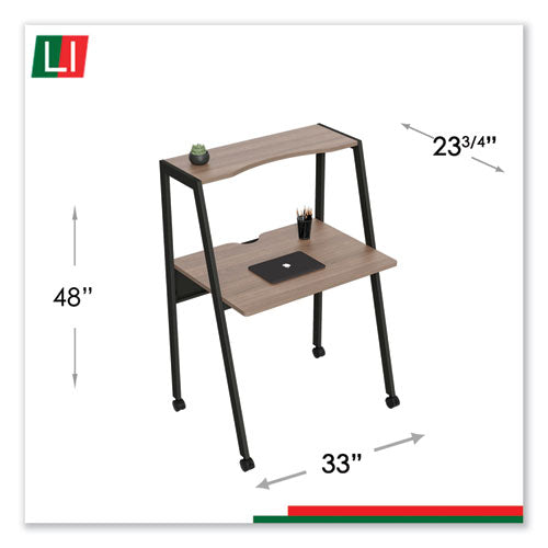 Kompass Escritorio flexible para el hogar/la oficina, 33" x 23.75" x 48", nogal natural