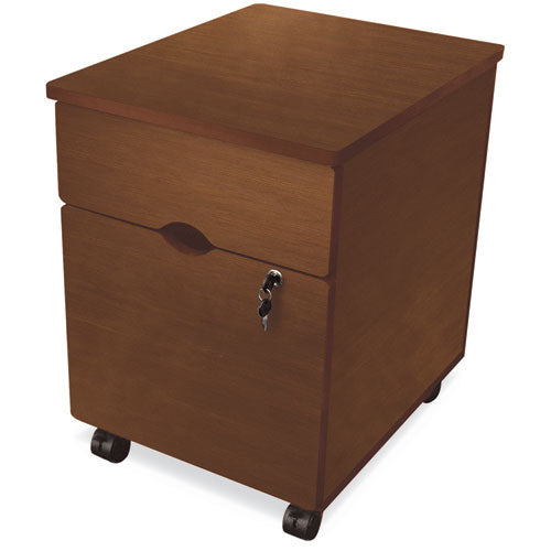 Archivo de pedestal móvil Línea Trento, izquierda o derecha, 2 cajones: Caja/archivo, Legal/carta, Cereza, 16.5" X 19.75" X 23.63"