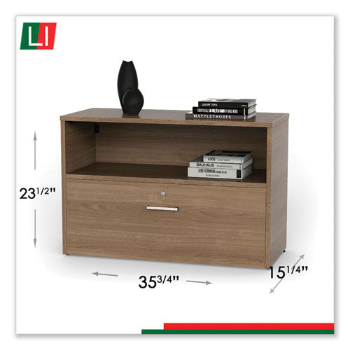 Credenza Urban de 36", pedestal inferior, 35.25 de ancho x 15.25 de profundidad x 23.75 de alto, nogal natural