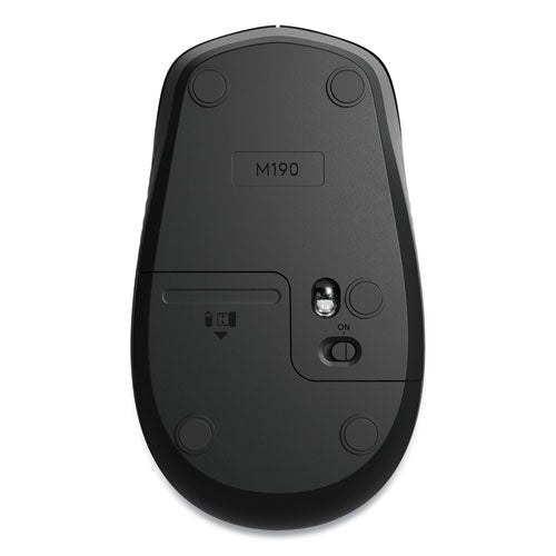 M190 Wireless Optical Mouse, 2.4 Ghz Frequency/33 Ft Wireless Range, Left/right Hand Use, Black/gray