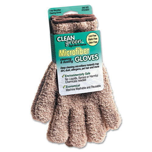 Cleangreen Microfiber Dusting Gloves, 5" X 10, Pair