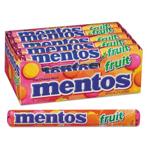 Mentas masticables, 1.32 oz, frutas mixtas, 15 rollos/caja