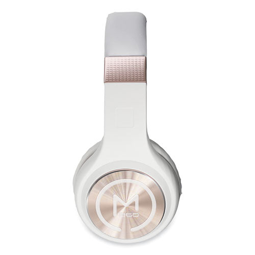 Auriculares inalámbricos estéreo Serenity con micrófono, cable de 3 pies, blanco/oro rosa