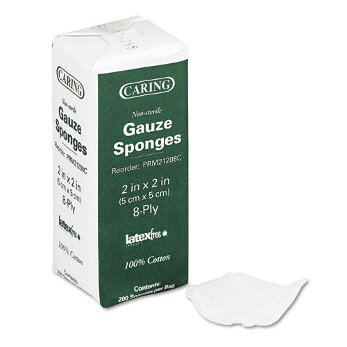 Esponjas de gasa tejida Caring, no estériles, 8 capas, 4 X 4, 200/paquete