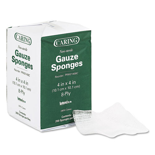 Esponjas de gasa tejida Caring, no estériles, 8 capas, 4 X 4, 200/paquete