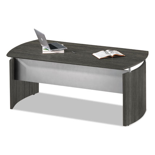Parte superior de escritorio curvada laminada serie Medina, 72" x 36", acero gris
