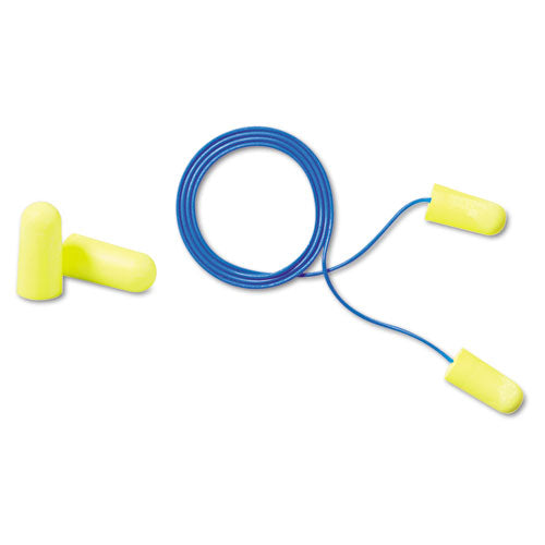 Tapones para los oídos de espuma suave amarillo neón Ea-rsoft, con cable, tamaño regular, 200 pares/caja