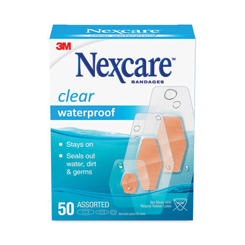 Waterproof, Clear Bandages, Assorted Sizes, 50/box