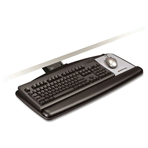 Bandeja para teclado de fácil ajuste para sentarse o pararse, plataforma estándar, 25,5 ancho x 12 profundidad, negro