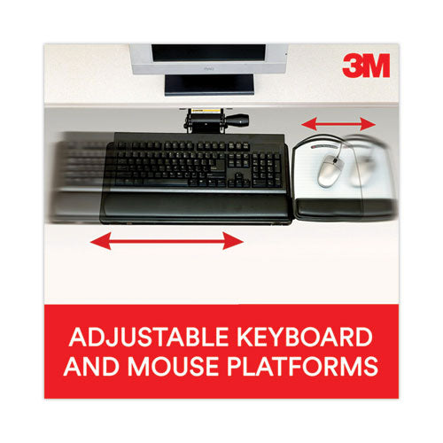 Bandeja de teclado con ajuste de perilla con plataforma altamente ajustable, negro