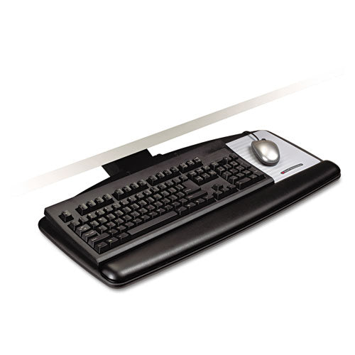 Bandeja para teclado de fácil ajuste, plataforma estándar, riel de 23", negro