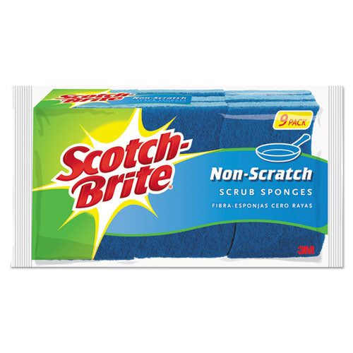 Non-scratch Multi-purpose Scrub Sponge, 4.4 X 2.6, 0.8" Thick, Blue, 3/pack