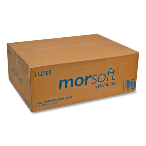 Morsoft Servilletas plegables en 1/4, 1 capa, 11.8" x 11.8", blancas, 6,000/caja