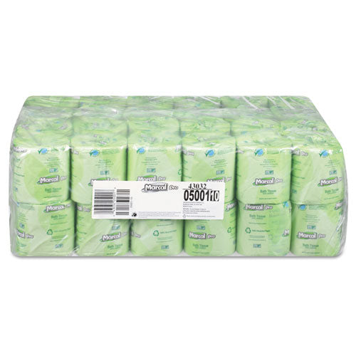 Papel higiénico de 2 capas 100 % reciclado, apto para sépticas, 2 capas, blanco, 500 hojas/rollo, 48 rollos/cartón