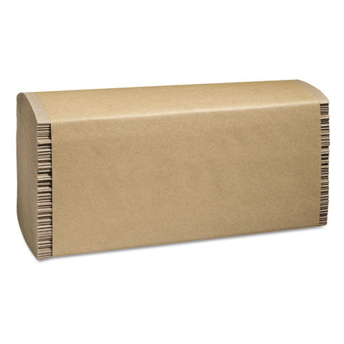 Toallas de papel plegadas 100 % recicladas, plegado múltiple, 1 capa, 9,5 X 9,25, natural, 250/paquete, 16 paquetes/cartón