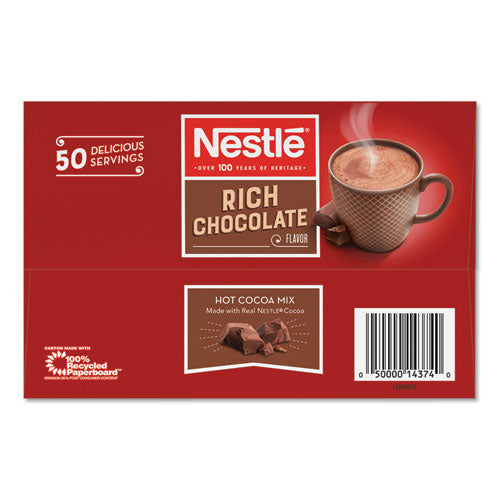 Mezcla de cacao caliente, chocolate rico, paquetes de 0.71 oz, 50/caja, 6 cajas/cartón