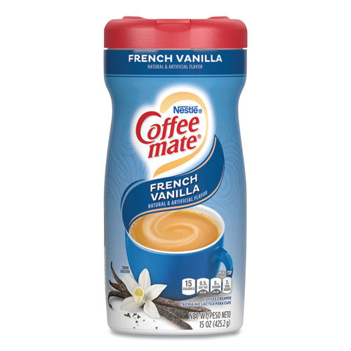 Crema en polvo no láctea, vainilla francesa, bote de 15 oz, 12/cartón