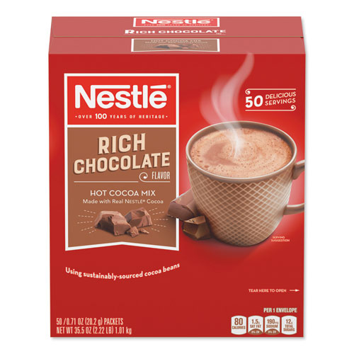 Mezcla de cacao caliente, chocolate rico, paquete de 0.28 oz, 30 paquetes/caja, 6 cajas/cartón