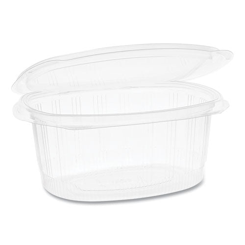 Earthchoice Recycled Pet Hinged Container, 8 Oz, 4.92 X 5.87 X 1.32, Clear, Plastic, 200/carton