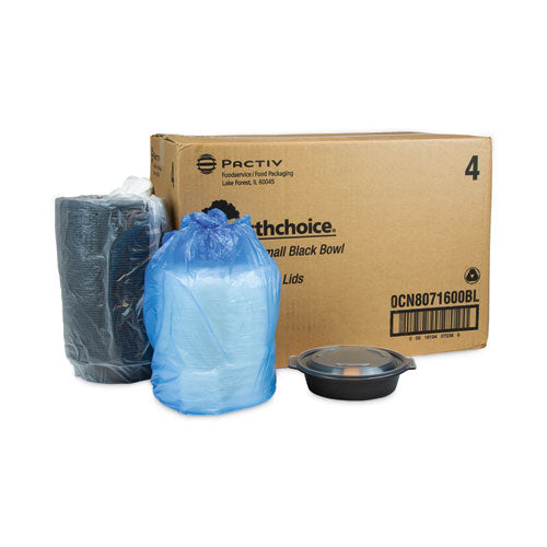 Contenedor Earthchoice Mealmaster con tapa, 16 oz, 7 x 7 x 1.8, negro/transparente, plástico, 252/cartón