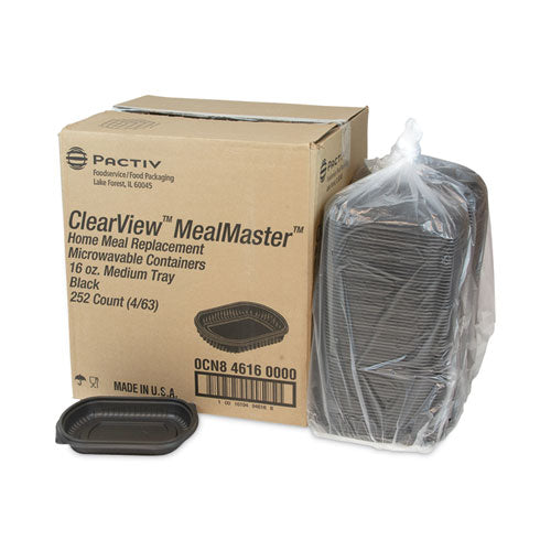 Earthchoice Mealmaster Contenedor, 16 Oz, 8.13 X 6.5 X 1, Negro, Plástico, 252/cartón