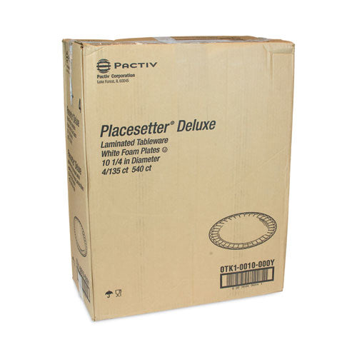 Placesetter Deluxe Vajilla de espuma laminada, plato, 10.25" de diámetro, blanco, 540/caja