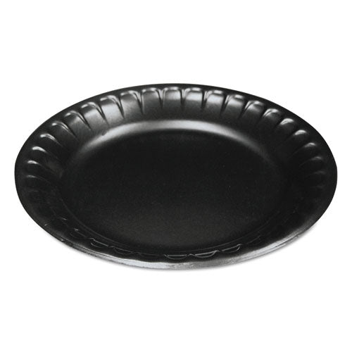 Placesetter Deluxe Laminated Foam Dinnerware, Plate, 10.25" Dia, Black, 540/carton