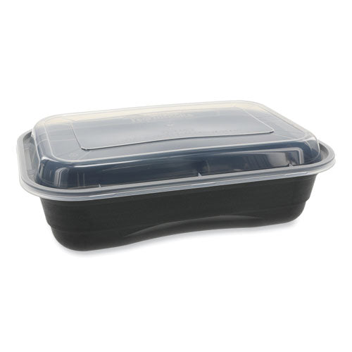 Earthchoice Versa2go Recipiente apto para microondas, 36 oz, 8.4 x 5.6 x 2, negro/transparente, plástico, 150/cartón