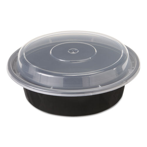 Newspring Versatainer Microwavable Containers, Oval, 8 Oz, 5.7 X 4 X 1.45, Black/clear, Plastic, 150/carton