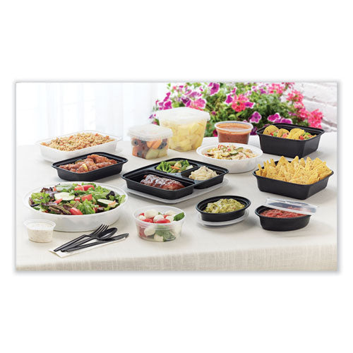 Newspring Versatainer Microwavable Containers, Oval, 8 Oz, 5.7 X 4 X 1.45, Black/clear, Plastic, 150/carton