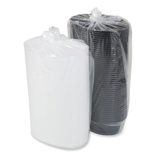 Recipientes para microondas Newspring Versatainer, ovalados, 16 oz, 6.8 x 4.8 x 1.9, negro/transparente, plástico, 150/cartón