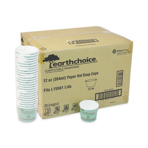 Earthchoice Compostable Soup Cup, Medium, 12 Oz, 3.63" Diameter X 3.63"h, Teal, Paper, 500/carton