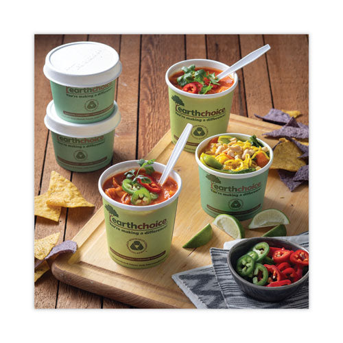 Taza de sopa compostable Earthchoice, mediana, 12 oz, 3.63" de diámetro x 3.63" de alto, verde azulado, papel, 500/cartón