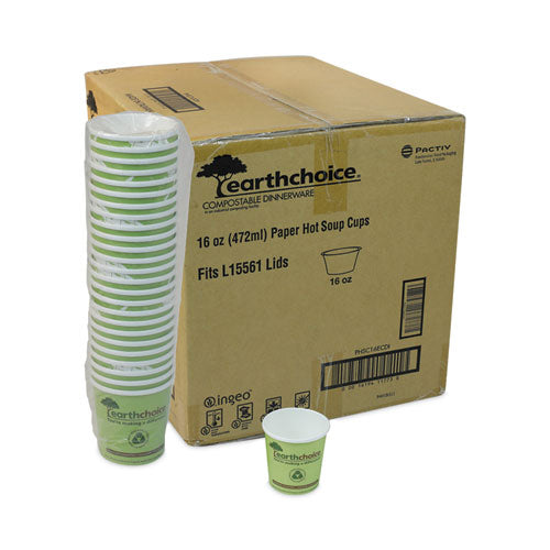 Earthchoice Taza de sopa compostable grande, 16 oz, 3.63" de diámetro x 3.88" de alto, verde, papel, 500/cartón