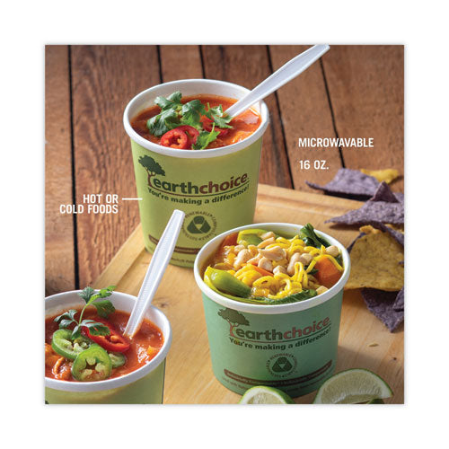 Earthchoice Taza de sopa compostable grande, 16 oz, 3.63" de diámetro x 3.88" de alto, verde, papel, 500/cartón