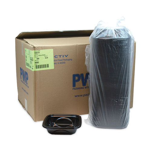 Tazón Reciclado Cuadrado Earthchoice, 24 Oz, 7 X 7 X 1.52, Negro, Plástico, 300/caja