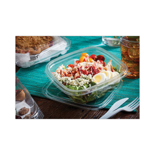 Earthchoice Square Recycled Bowl, 32 Oz, 7 X 7 X 2, Clear, Plastic, 300/carton