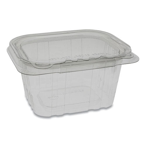 Earthchoice Tamper Evident Reciclado con tapa abatible Deli Contenedor, 16 oz, 5.38 x 4.5 x 2.63, transparente, plástico, 304/cartón