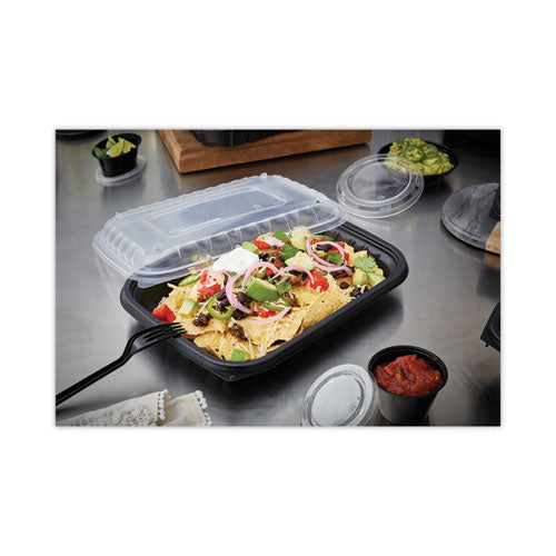 Earthchoice Entree2go Recipiente para llevar, 48 oz, 11.75 x 8.75 x 1.61, negro, plástico, 200/cartón