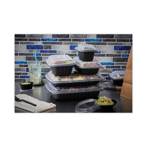 Earthchoice Entree2go Recipiente para llevar, 64 oz, 11.75 x 8.75 x 2.13, negro, plástico, 200/cartón